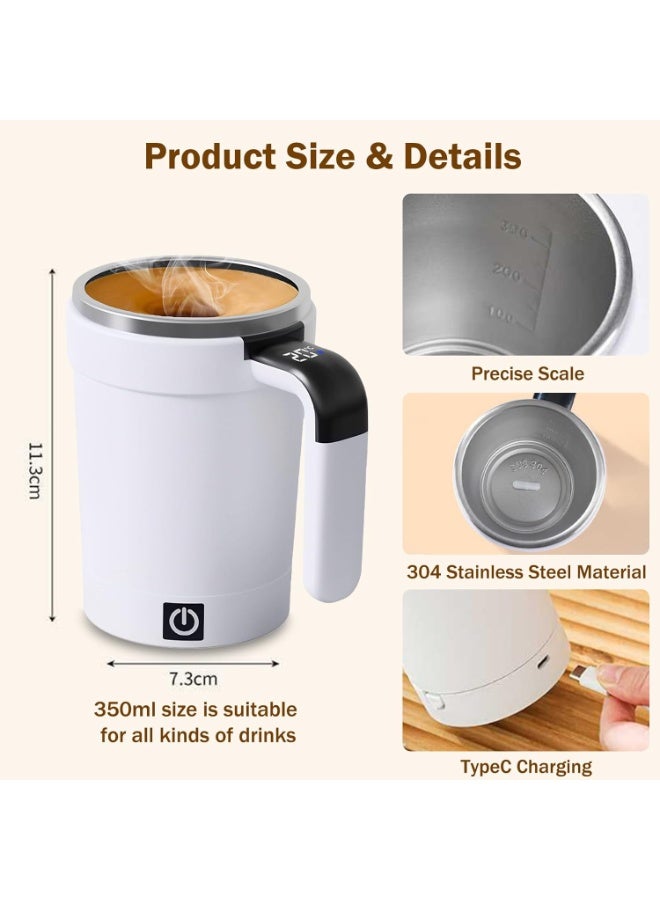 Barakah Automatic Magnetic Stirring Coffee Mug, Stainless Steel Self-Stirring Mixing Cup, Rechargeable Magnetic Coffee Cup with Lid for Coffee, Tea, Hot Chocolate (White) - Image 3