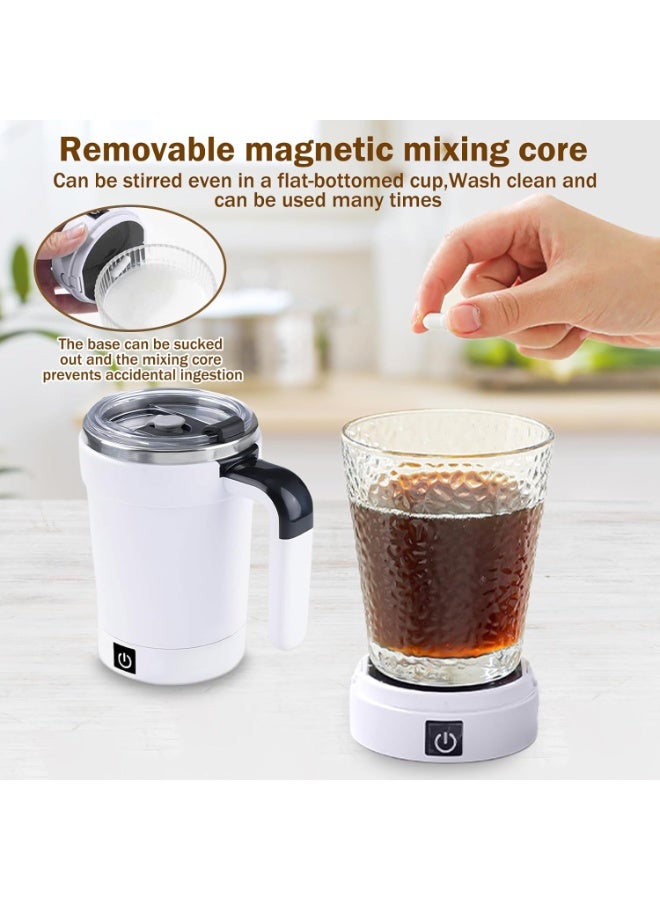 Barakah Automatic Magnetic Stirring Coffee Mug, Stainless Steel Self-Stirring Mixing Cup, Rechargeable Magnetic Coffee Cup with Lid for Coffee, Tea, Hot Chocolate (White) - Image 4