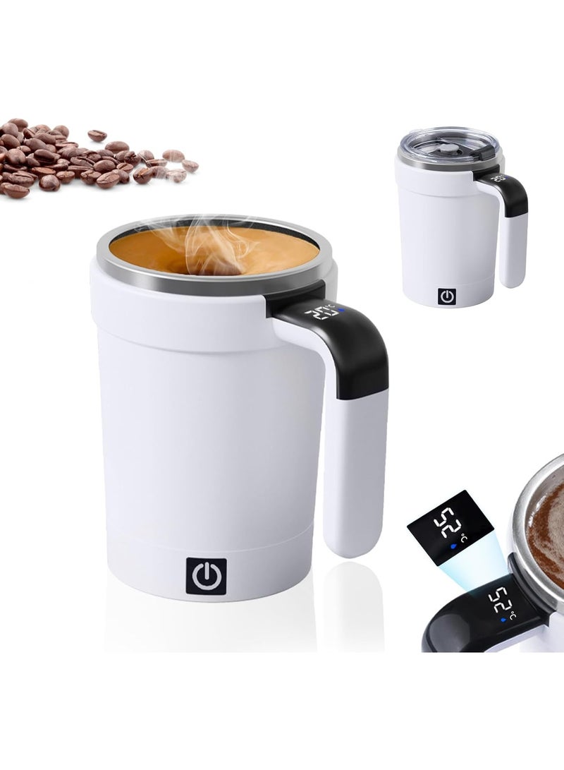 Barakah Automatic Magnetic Stirring Coffee Mug, Stainless Steel Self-Stirring Mixing Cup, Rechargeable Magnetic Coffee Cup with Lid for Coffee, Tea, Hot Chocolate (White) - Image 1