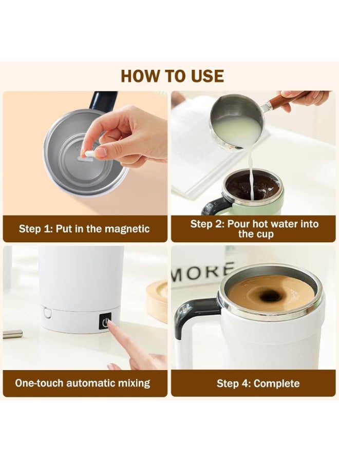Barakah Automatic Magnetic Stirring Coffee Mug, Stainless Steel Self-Stirring Mixing Cup, Rechargeable Magnetic Coffee Cup with Lid for Coffee, Tea, Hot Chocolate (White) - Image 2