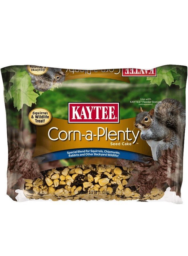 كايتي طعام كعكة بذور الذرة من Kaytee Corn A Plenty Treat للسناجب البرية والسنجاب والأرانب وغيرها من الحيوانات البرية التي تعيش في البرية، 2.5 رطل - Image 1