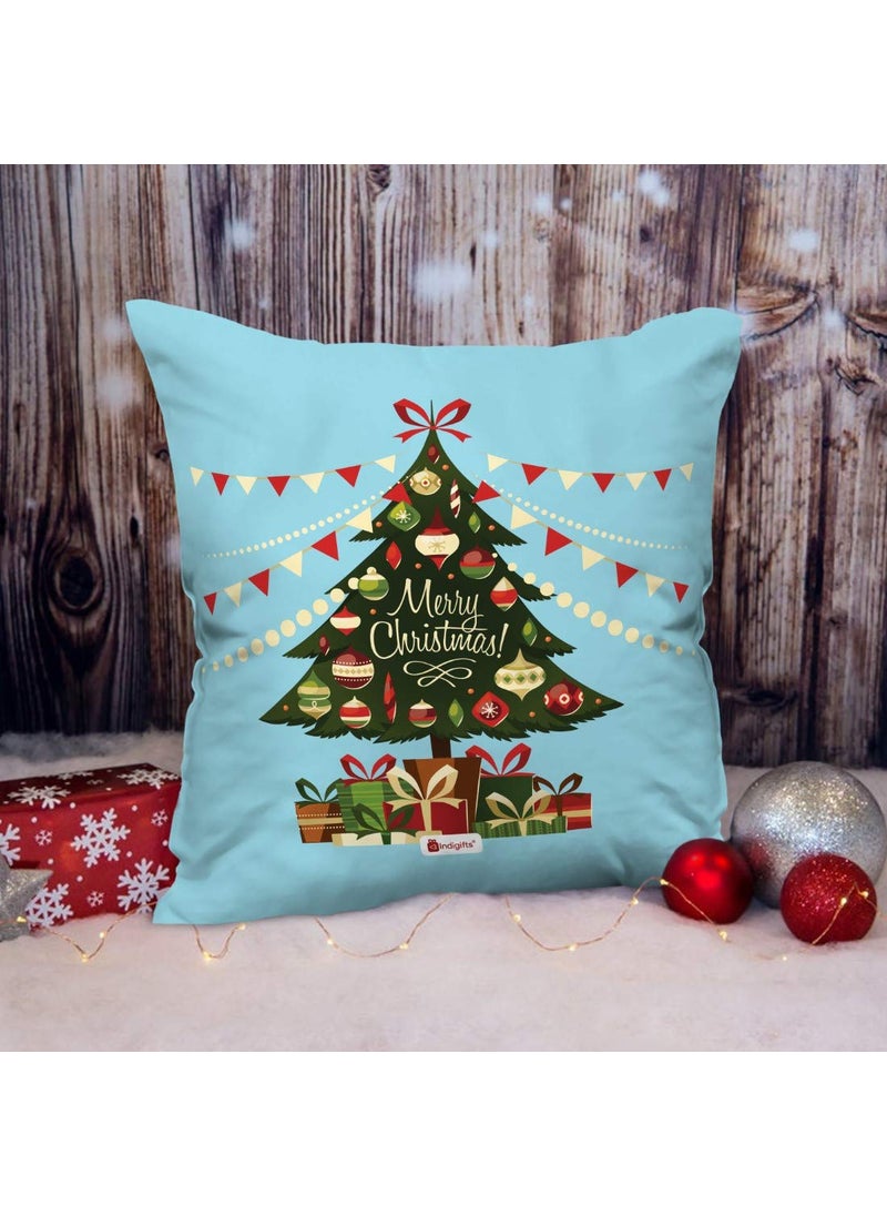 Indigifts Indigifts Christmas Decorations for House Merry Christmas Printed Blue Cushion Cover 12x12 inches with Filler - Christmas Cushion, Xmas Decorations, Christmas Gifts, Christmas Pillow  - Image 2