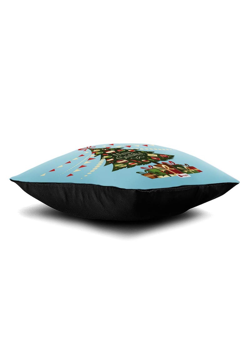 Indigifts Indigifts Christmas Decorations for House Merry Christmas Printed Blue Cushion Cover 12x12 inches with Filler - Christmas Cushion, Xmas Decorations, Christmas Gifts, Christmas Pillow  - Image 3