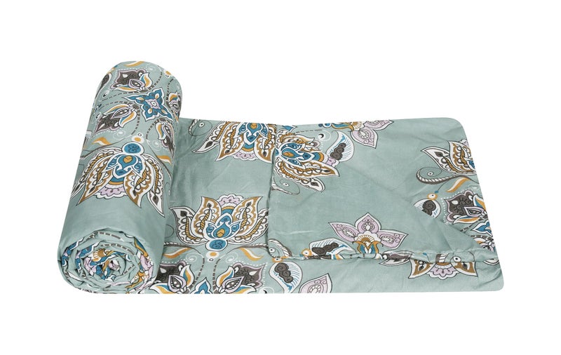 la' amour Super Premium Quilt Cover Double Bed with Zipper Blanket Cover/rajai Cover/Comforter Cover/Duvet Cover King Size Soft Cotton Breathable Skin Friendly Stuff 90x100 Inches, Color- Light Green - Image 1