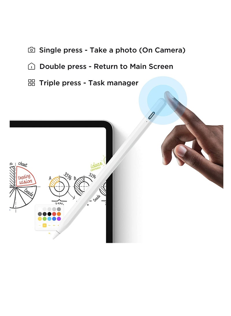 iPad Pen, Palm Rejection &Tilt G-senors Bluetooth Active Stylus Pencil for Apple iPad 2018-2023, Tablet Pen for iPad 6/7/8/9/10th Generation, iPad Pro 11/12.9 inch, Air 3/4/5, Mini 5/6 - Image 3