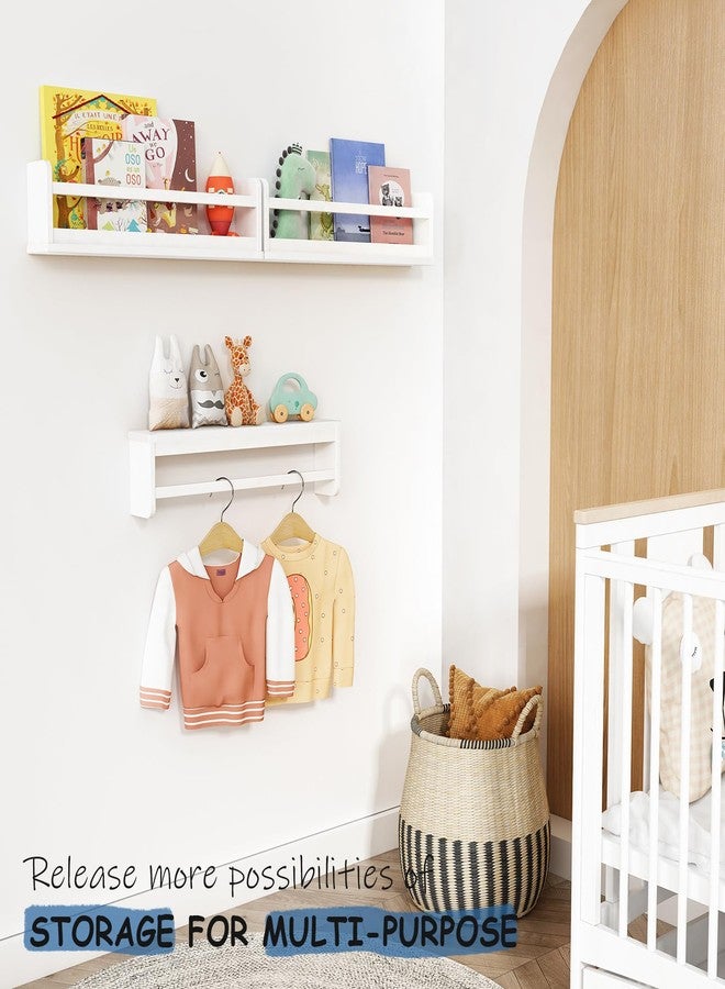 Harwaya 24 Inch Wide Bookshelf for Kids Room Wall Decor, Floating Nursery Book Shelves for Baby Children Teens Bedroom, Corner Hanging Bookshelves Wall Mounted for Classroom Library (White) - Image 4