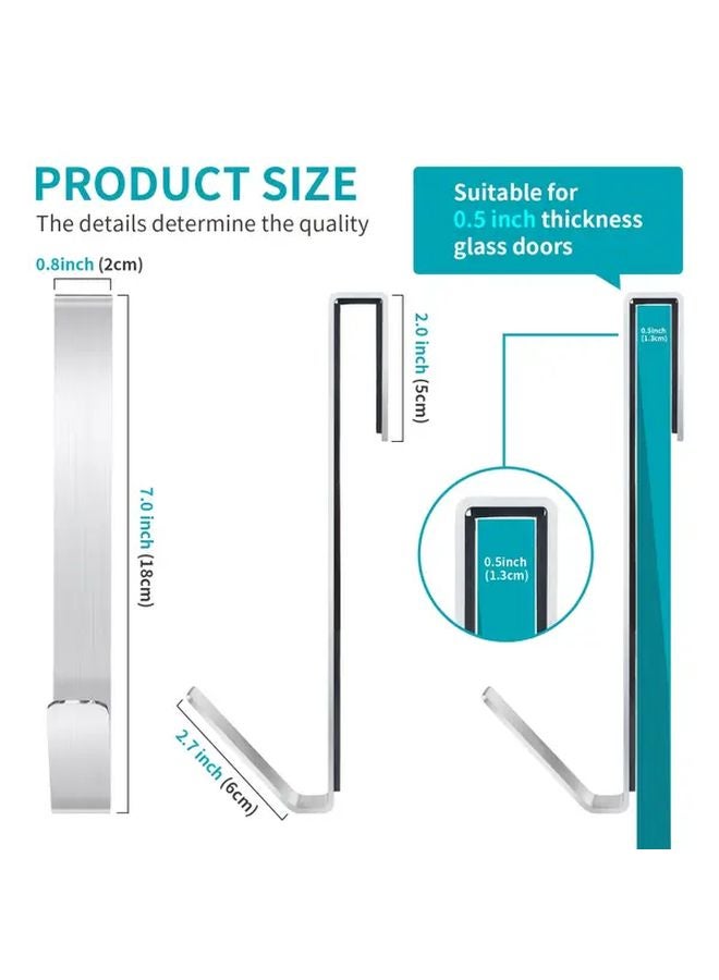 2 Pack Silvery Stainless Steel Over The Door Towel Hooks Rust Proof Drill Free Bathroom - Image 4