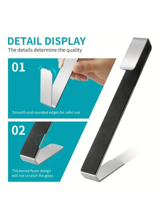 2 Pack Silvery Stainless Steel Over The Door Towel Hooks Rust Proof Drill Free Bathroom - Image 5