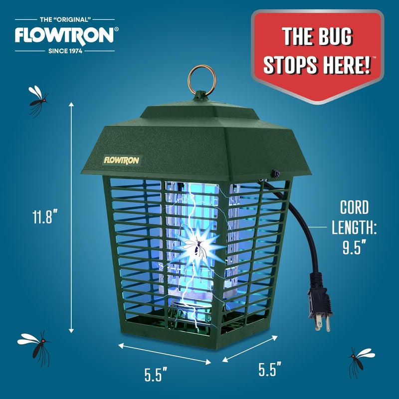 Flowtron Electric Bug Zapper 1/2 Acre Outdoor Insect Control with Dual Lure Method, 15W UV Light & Octenol Attractant for Fly & Mosquito, 5600V Kill Grid, Made in USA, UL Certified - Green Color - Image 5