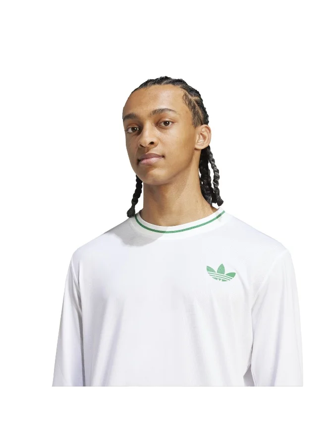 adidas تيشيرتات تنس احترافية بأكمام طويلة للرجال أبيض مقاس