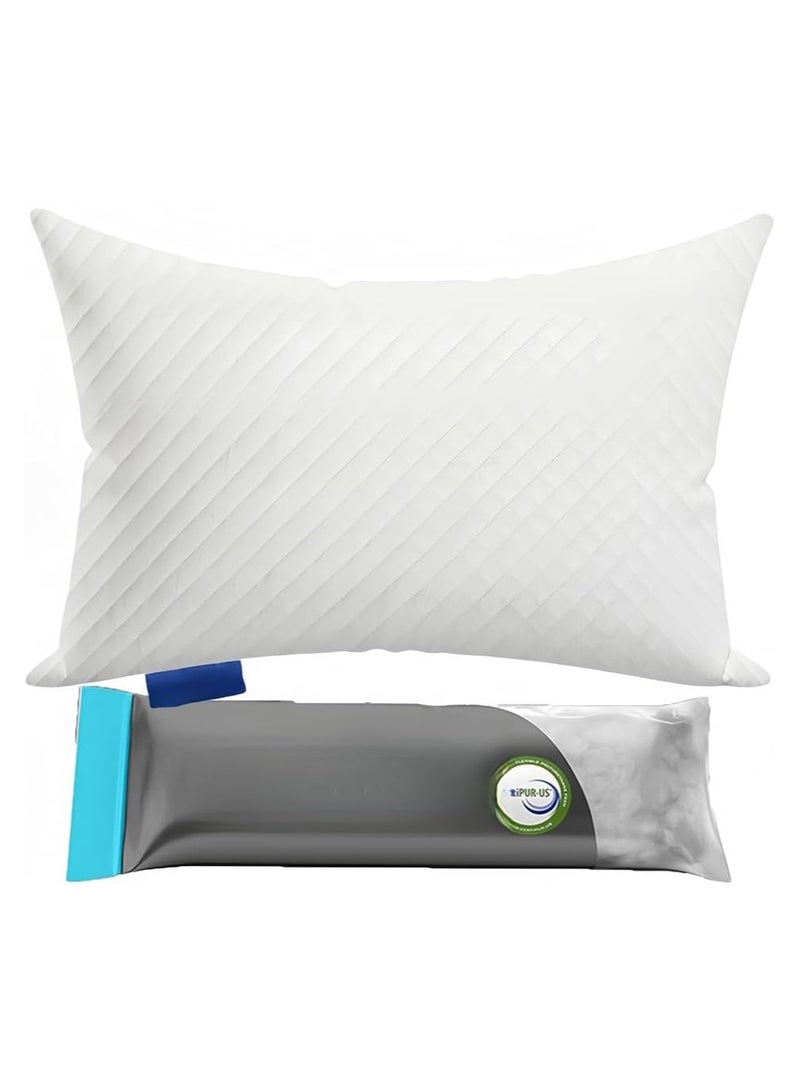 Brinaoki Premium Pillow for Sleeping - Shredded Memory Foam Fill [Adjustable Loft] Washable Cover from Bamboo Derived Rayon - for Side, Back, Stomach Sleepers - 45x65cm  - Image 1