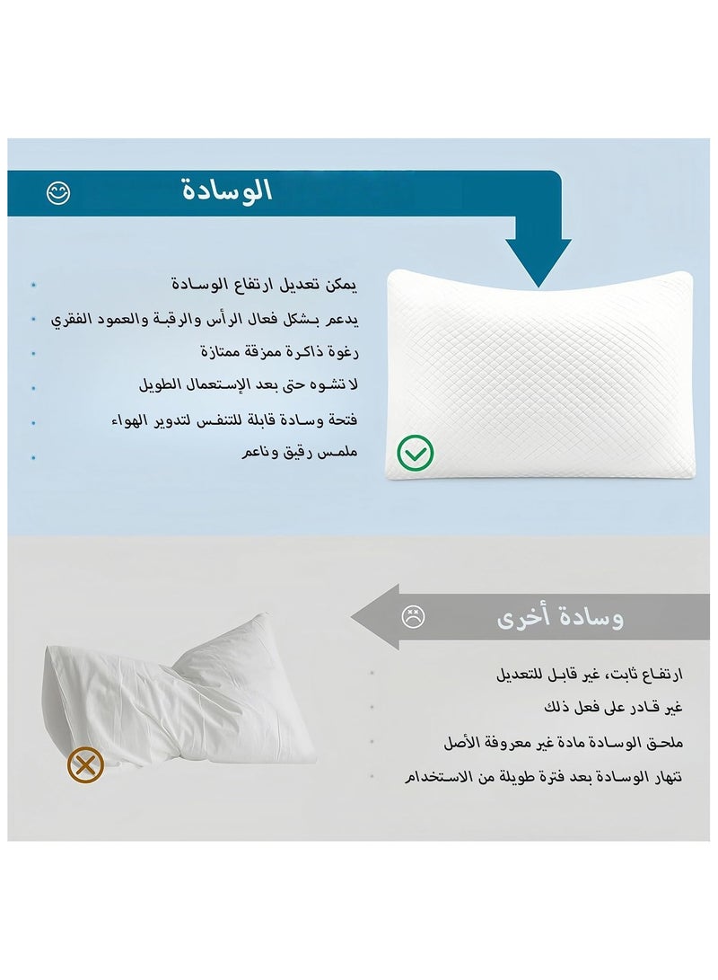 Brinaoki Premium Pillow for Sleeping - Shredded Memory Foam Fill [Adjustable Loft] Washable Cover from Bamboo Derived Rayon - for Side, Back, Stomach Sleepers - 45x65cm  - Image 3