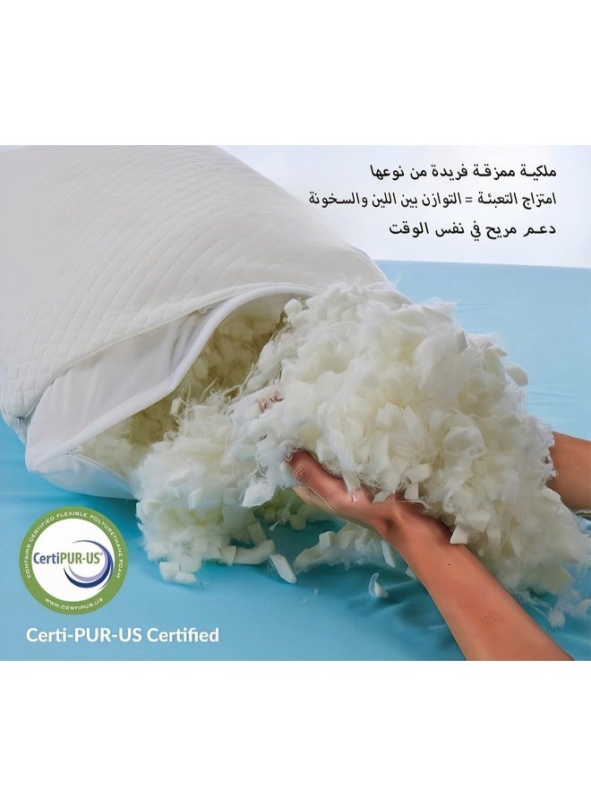 Brinaoki Premium Pillow for Sleeping - Shredded Memory Foam Fill [Adjustable Loft] Washable Cover from Bamboo Derived Rayon - for Side, Back, Stomach Sleepers - 45x65cm  - Image 4