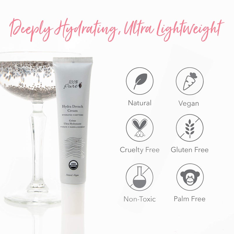 100 % Pure 100% PURE Hydra Drench Cream, Daily Face Moisturizer with Hyaluronic Acid, Rose Water, Skin Care for All Skin Types, Natural Face Cream - 1.4 Fl Oz - Image 5