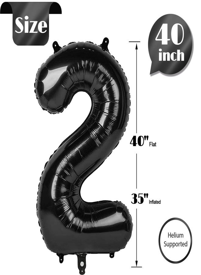 IWERP Black 2 Balloon, Number Balloon 40 Inch, Two Balloon Number Birthday Decorations, Second 2nd Birthday Party Supplies, Number 2 Balloon - Image 5
