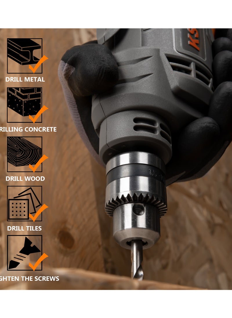 KSEIBI - KSM 450 D Electric Drill, 10MM Keyed, 450W, for Drilling Applications in Woodworking, Metalworking, Construction, Home Improvement, Plumbing, HVAC, Automotive, and Crafting Projects. - Image 1