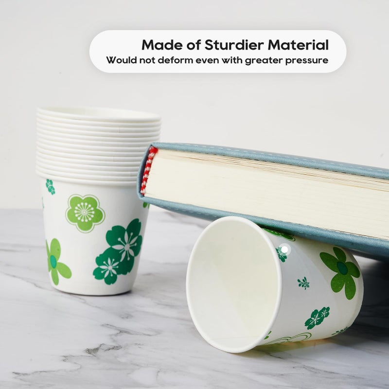 JOLLY PARTY [300 Pack] Paper Cups, 3oz Disposable Bathroom Cups, Mouthwash Cups, Cold Disposable Drinking Cup for Party, Picnic, BBQ, Travel, and Event, Green Floral - Image 5