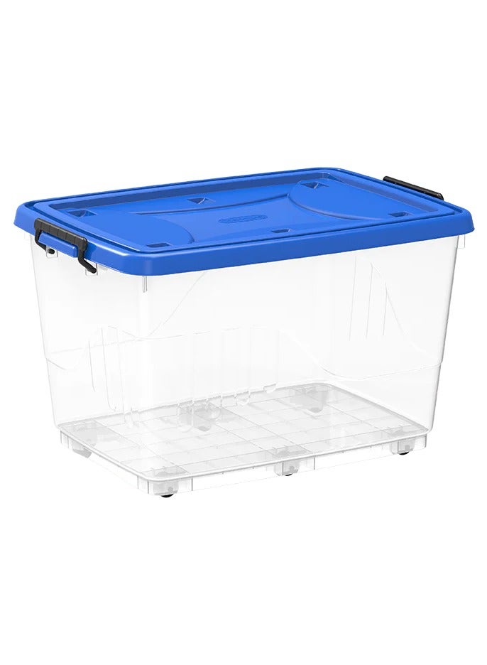كوزموبلاست صندوق تخزين بلاستيكي شفاف سعة 132 لترًا مع عجلات وغطاء قابل للقفل - Image 1