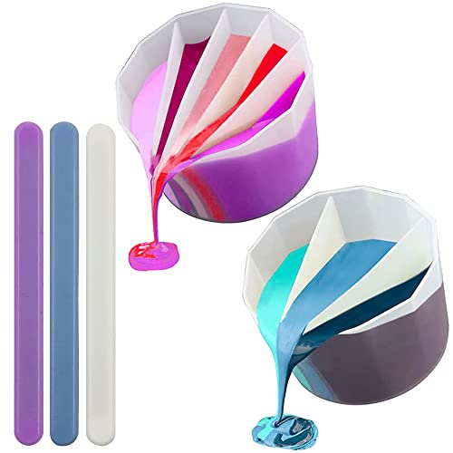 AFUNTA 3/5 Cavity Split Cups for Paint Pouring, Reusable Silicone Split Cup for Acrylic Pouring with 3 PCS Silicone Stir Sticks - Image 1