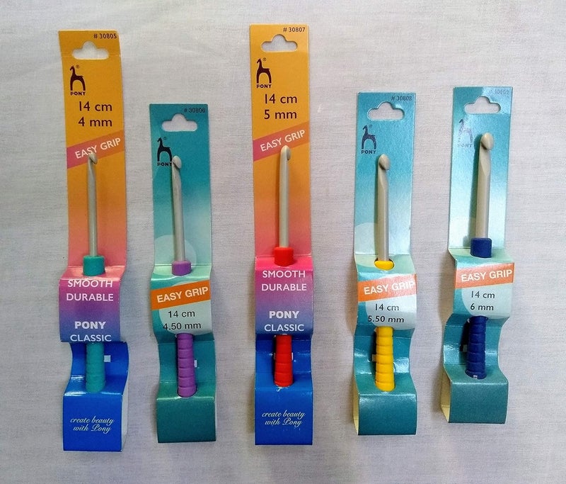 RENUGA Fancy MART Pony Crochet Hooks Set of 5 Different Sizes4MM45MM5MM55MM6MM