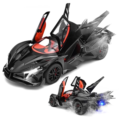 RZAPE Spray Project EVO Toy Cars 124 Diecast Cars Metal Car Carros De ColeccionModel Car Kits for Adults and BoysPull Back Car with Lights and SoundsSpray Toy Cars for Boys Age 312Black - Image 1