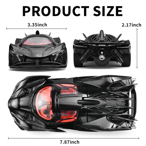 RZAPE Spray Project EVO Toy Cars 124 Diecast Cars Metal Car Carros De ColeccionModel Car Kits for Adults and BoysPull Back Car with Lights and SoundsSpray Toy Cars for Boys Age 312Black - Image 5