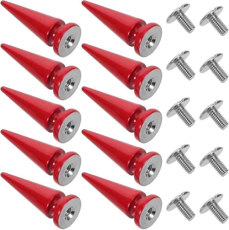 ibasenice 10 قطع من مسامير شجرة معدنية مع براغي 7 مم من نوع Punk Studs للأعمال الجلدية DIY وحقائب الملابس، إكسسوارات Punk حمراء - Image 1