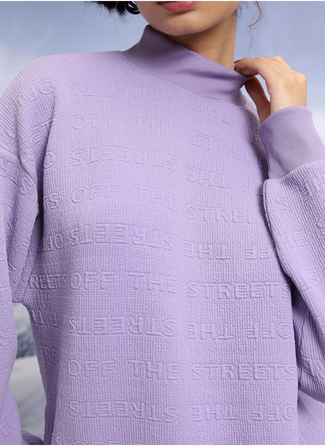 Tokyo Talkies Relaxed Fit Embossed Pattern Turtle Neck Sweater by Styli  - Image 5