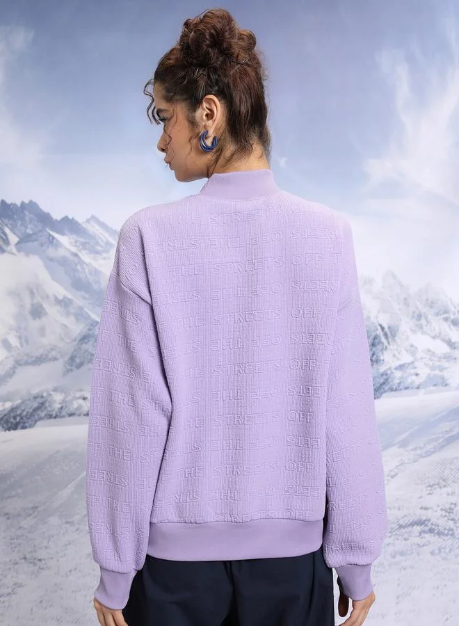 Tokyo Talkies Relaxed Fit Embossed Pattern Turtle Neck Sweater by Styli