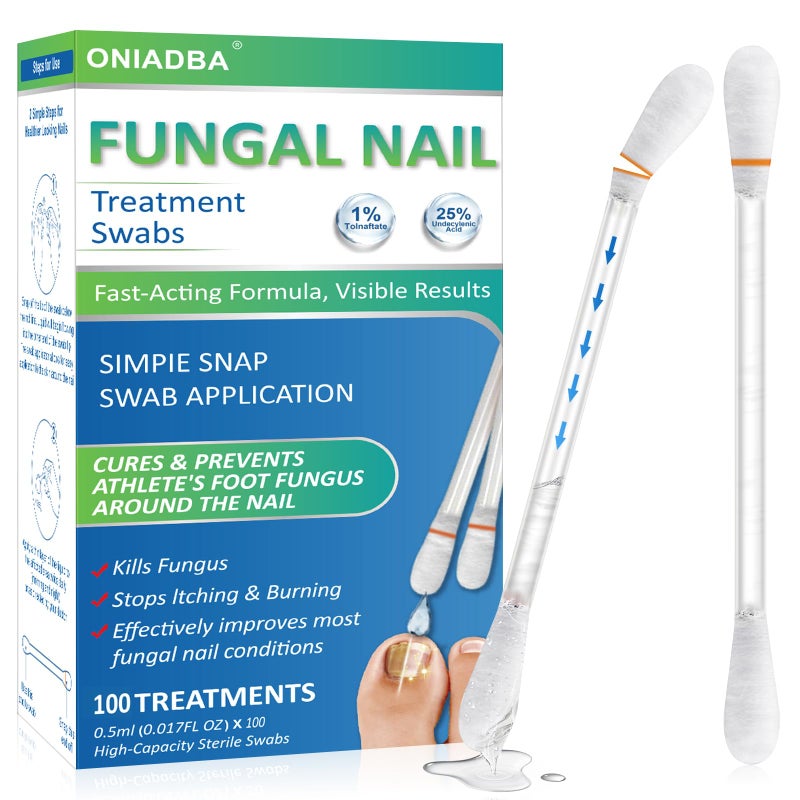 ONIADBA Fungal Nail Treatment Swabsâ€“100 Ct, Extra Strength Toenail & Athleteâ€™s Foot Fungus Treatment with 25% Undecylenic Acid, Damaged, Discolored & Thick Nails, Restores Healthy Nail Growth - Image 1