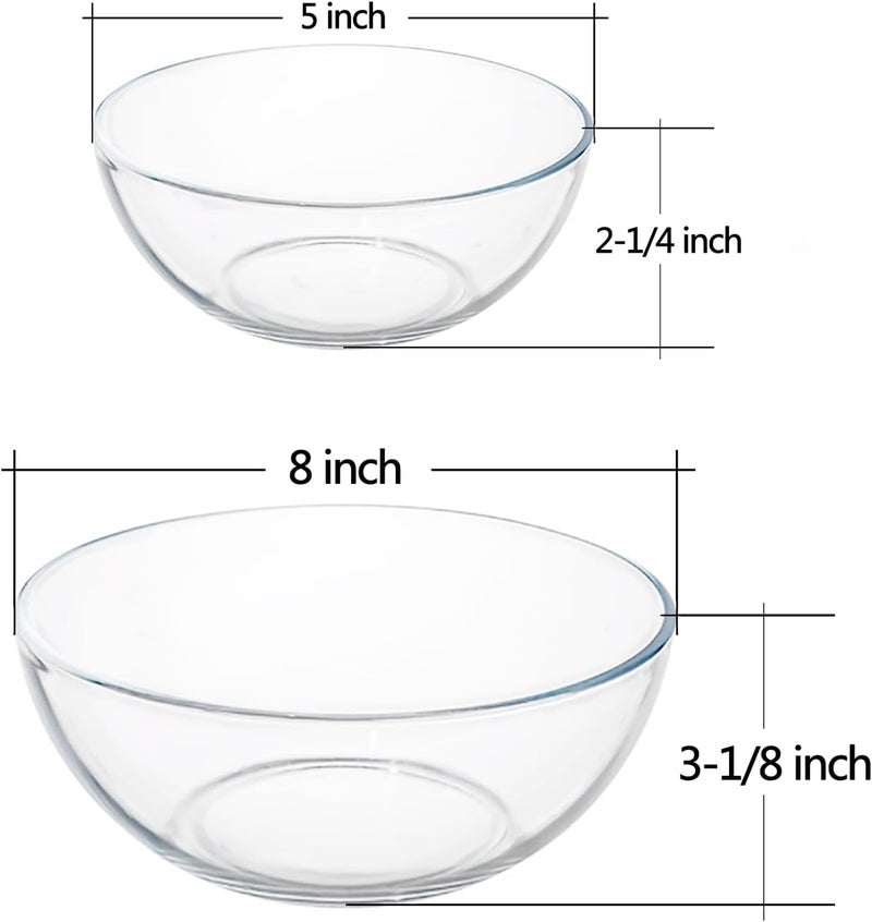 FOYO 5 Inch Glass Mixing Bowls Set  Round Small Glass Salad Bowls for Kitchen Set of 3 - Image 3