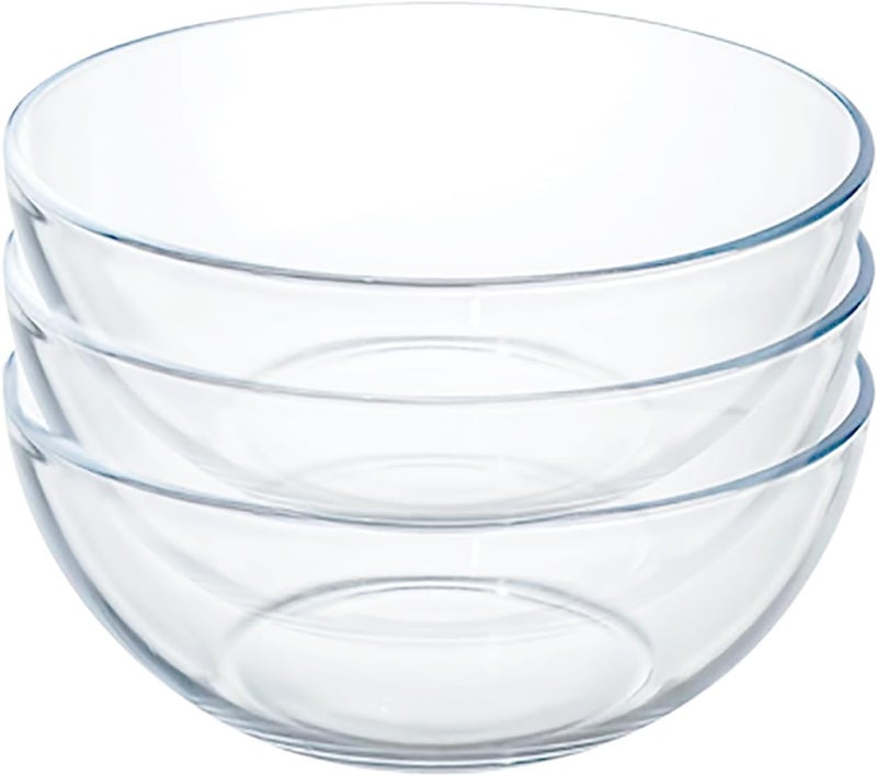 FOYO 5 Inch Glass Mixing Bowls Set  Round Small Glass Salad Bowls for Kitchen Set of 3 - Image 1