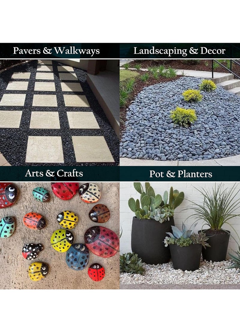 vsell24 1-2 cm Black Decorative Pebbles River Rock Large Black Light Polished Stones For Glassware, Vases, Outdoor Garden, Lawn Aquariums - Image 2