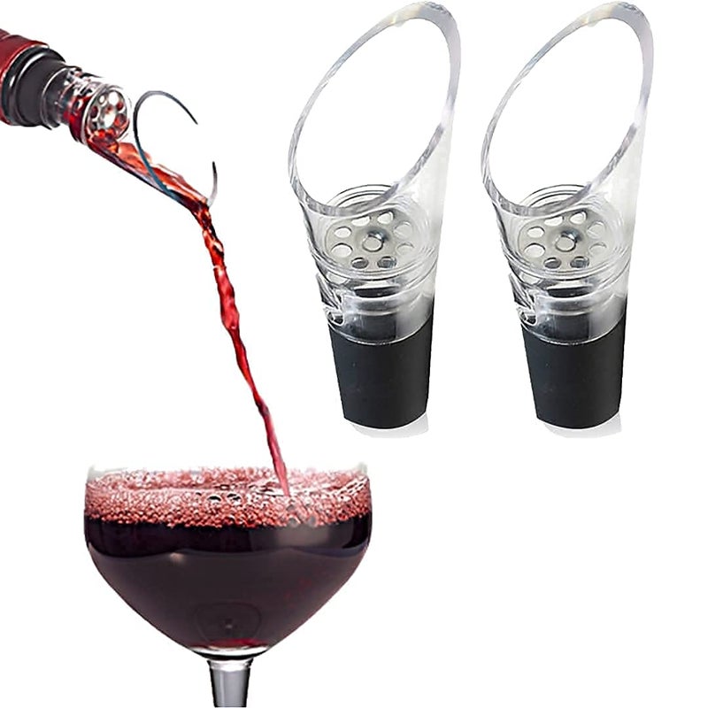 Trovety Aerators For Wine  2in1 Diffuser Oxygenator and Pouring Dispenser for Enhanced Smoother Flavors of Red Wines  Silicone Aeration Breather 2 Pack Wine Aerator Pourer