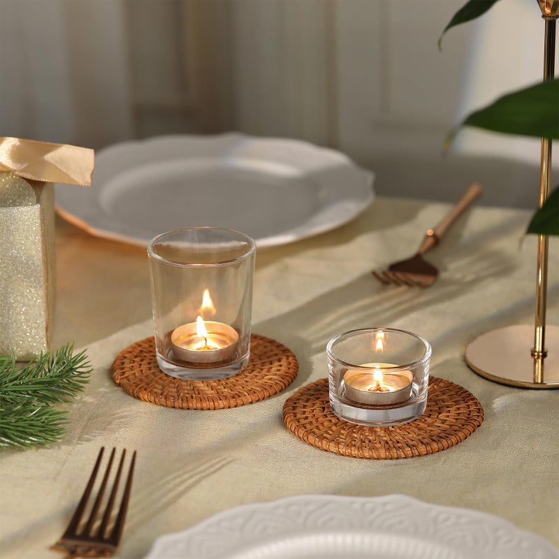 NITIME 12pcs Assorted Votive Candle Holders, Clear Glass Candle Holder for Floating Candles, Tealight Candle Holder for Table Centerpiece, Wedding and Party Decor - Image 3