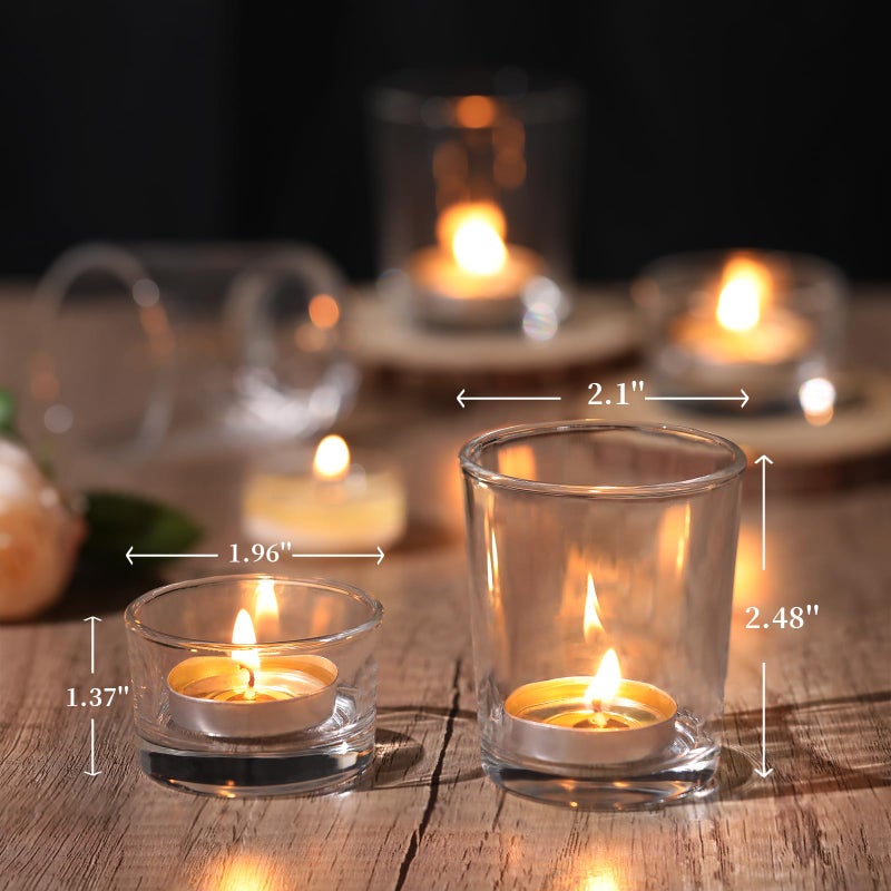 NITIME 12pcs Assorted Votive Candle Holders, Clear Glass Candle Holder for Floating Candles, Tealight Candle Holder for Table Centerpiece, Wedding and Party Decor - Image 2