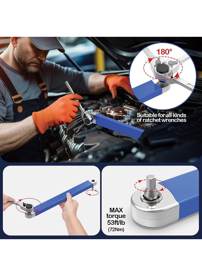 مفتاح ربط الأوفست، مجموعة مفاتيح تمديد الأوفست الجاهزة للصدمات مقاس 15 بوصة، مع مقبس محرك محولات مربعة 1/2 بوصة و1/4 بوصة و3/8 بوصة، ومفتاح ربط بسقاطة تمديد للأماكن الصغيرة - Image 3