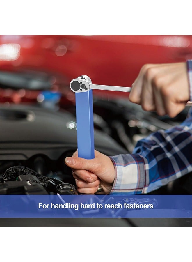 مفتاح ربط الأوفست، مجموعة مفاتيح تمديد الأوفست الجاهزة للصدمات مقاس 15 بوصة، مع مقبس محرك محولات مربعة 1/2 بوصة و1/4 بوصة و3/8 بوصة، ومفتاح ربط بسقاطة تمديد للأماكن الصغيرة - Image 4