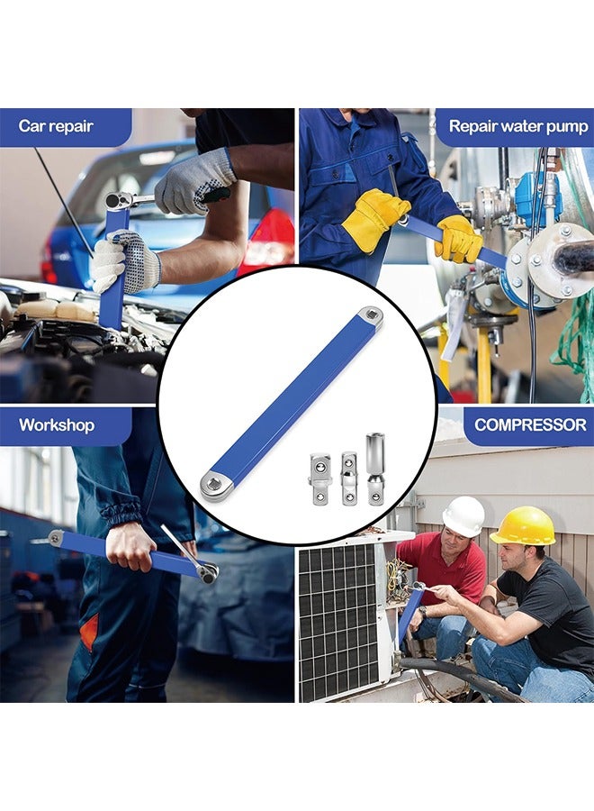 مفتاح ربط الأوفست، مجموعة مفاتيح تمديد الأوفست الجاهزة للصدمات مقاس 15 بوصة، مع مقبس محرك محولات مربعة 1/2 بوصة و1/4 بوصة و3/8 بوصة، ومفتاح ربط بسقاطة تمديد للأماكن الصغيرة - Image 5