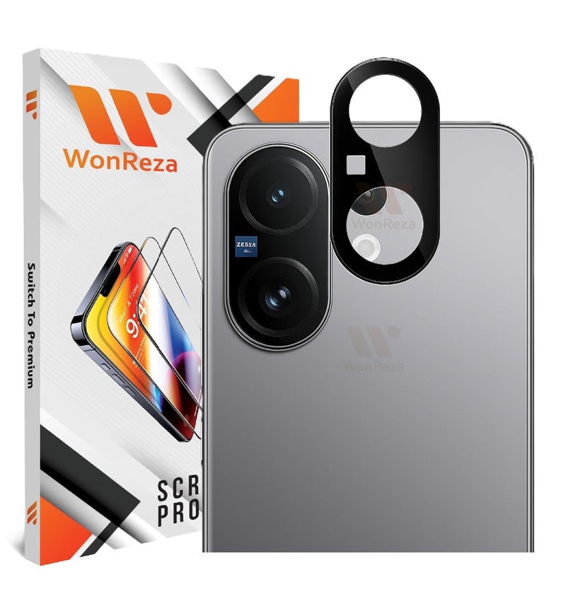 WonReza ® حزمة 1 - واقي زجاج الكاميرا الخلفية لـ Vivo T4 Pro 5G [3D بريميوم] واقي زجاج الكاميرا (أسود) - Image 1