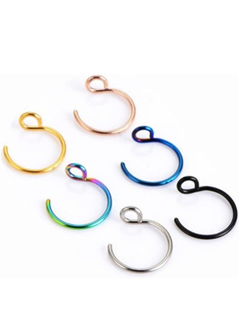 Loquat 6 pcs Fake Nose Ring, Faux Piercing Jewelry Fake Nose Ring Hoop for Faux Lip Septum Nose Ring Women Men - Image 4