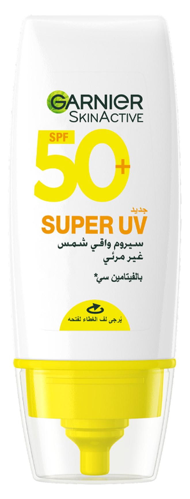 garnier SkinActive Super UV Invisible Serum Sunscreen 30ML, SPF 50 + PA++++, UVA and UVB Very High Protection, No White Cast, LightWeight, Non-Comedogenic - Image 1