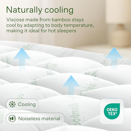 Niagara Sleep Solution Ultra Soft Twin Size Mattress Topper - Viscose Made from Bamboo Pillow Top Mattress Pad for Back Pain Relief - Naturally Cooling for Hot Sleepers, Green - Image 3