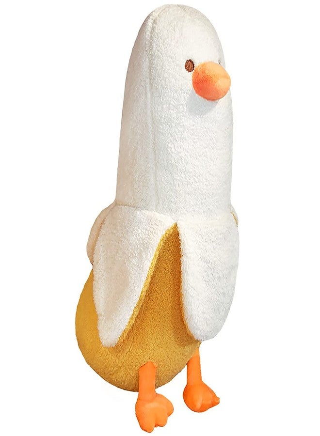 PEACH CAT Banana Duck Plush Toy Cute Plushie Hugging Plush Pillow Duck Stuffed Animal for Girls and Boys White 35.4" - Image 1