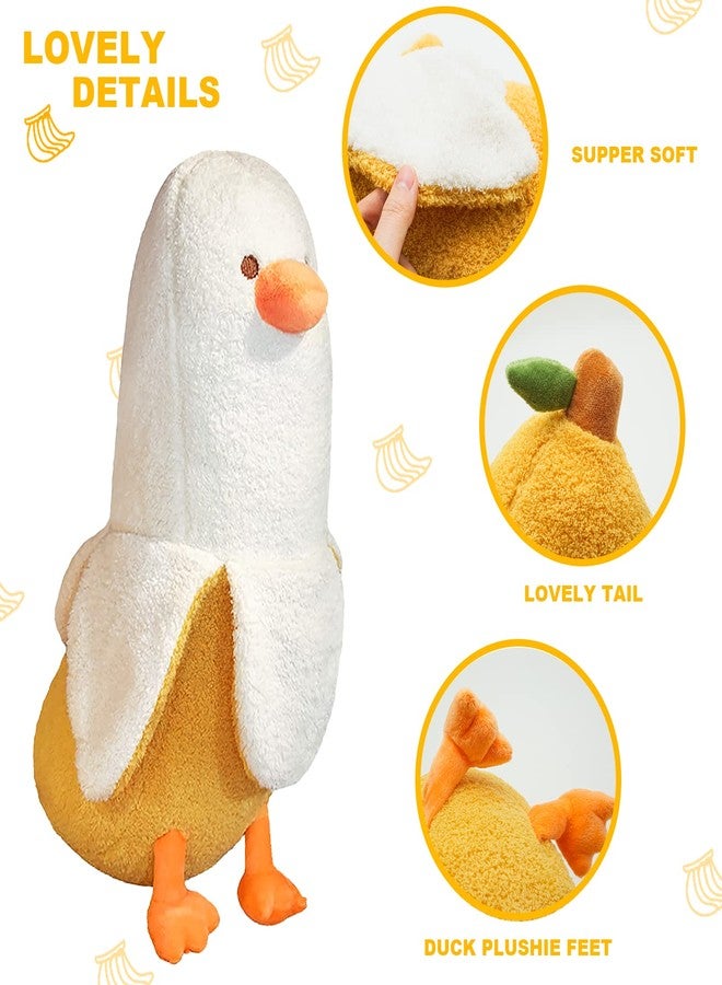 PEACH CAT Banana Duck Plush Toy Cute Plushie Hugging Plush Pillow Duck Stuffed Animal for Girls and Boys White 35.4" - Image 3