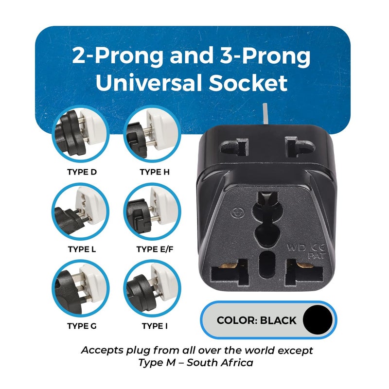 OREI OREI India to China New Zealand Australia Adapter Type I 2 in 1 Perfect for Laptop Camera Charger and More CE Certified RoHS Compliant 4 Pack Black 5 Years Warranty - Image 3