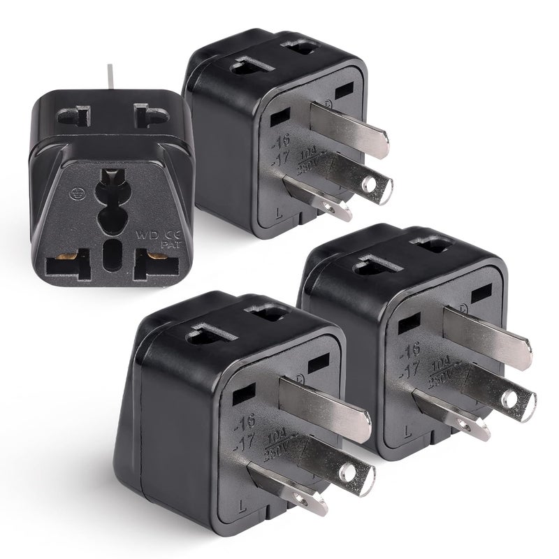 OREI OREI India to China New Zealand Australia Adapter Type I 2 in 1 Perfect for Laptop Camera Charger and More CE Certified RoHS Compliant 4 Pack Black 5 Years Warranty - Image 1