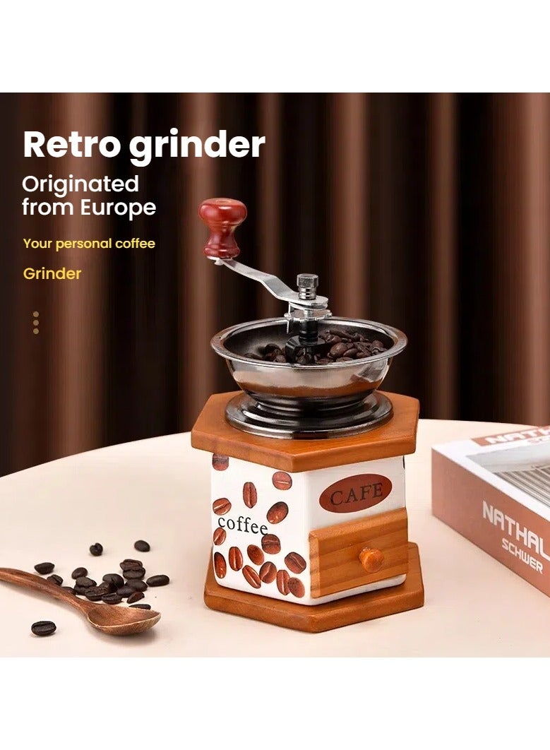 general Home Ceramic Wooden Box Coffee Mill Grinder Mini Grinder Vintage Coffee Maker Hand Grinder - Image 1