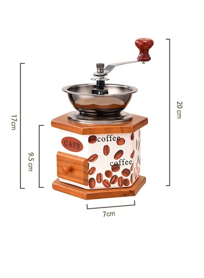 general Home Ceramic Wooden Box Coffee Mill Grinder Mini Grinder Vintage Coffee Maker Hand Grinder - Image 3