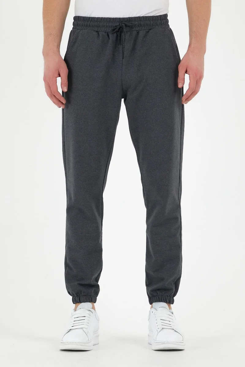 mmetalic Anthracite Men's Tracksuit Bottoms Labeled Back and Side Pockets Regular Fit Elastic Legs